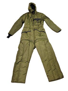Vintage RefrigiWear Insulated Coverall Medium Snow Suit Hooded Freezer 80s Green
